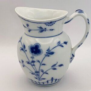 Vintage B&G Danmark Kubenhavn Blue & White Floral Porcelain Pitcher